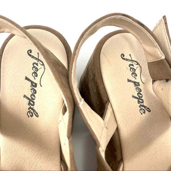 Free People Chelsea Strappy Platform Sandals in Tan Faux Suede Size 10 / EU 40 - Picture 7 of 9